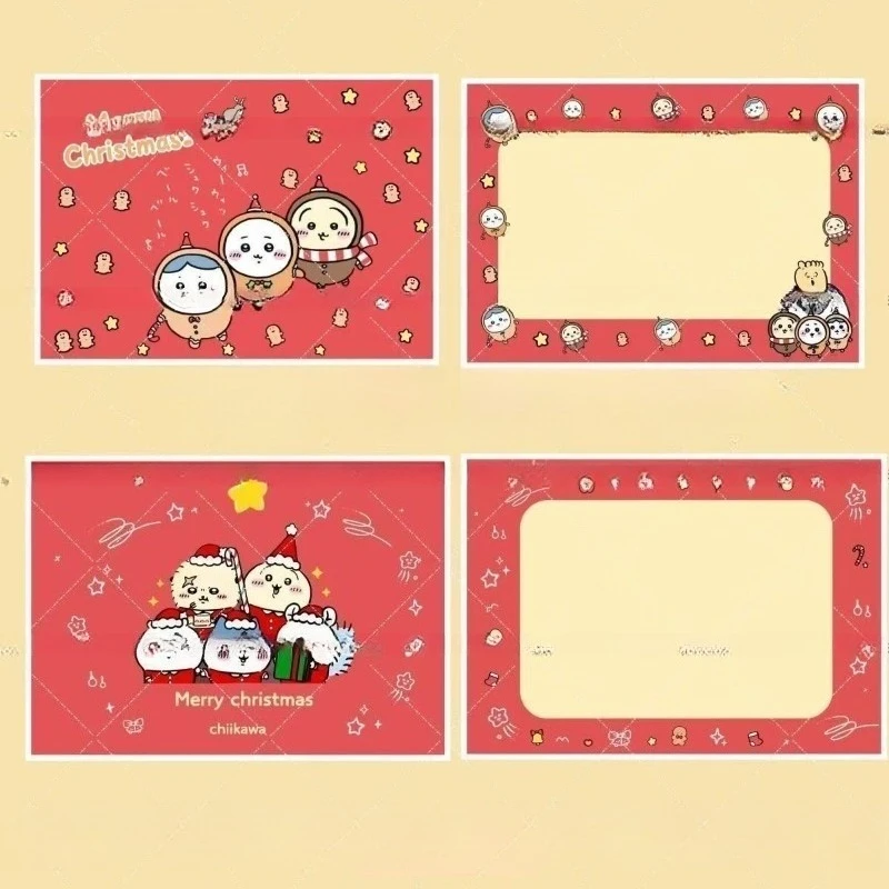 Kawaii Chiikawa Christmas Greeting Card Bless Leave A Message Postcard Festival Take A Picture Background Gift Decorative Card