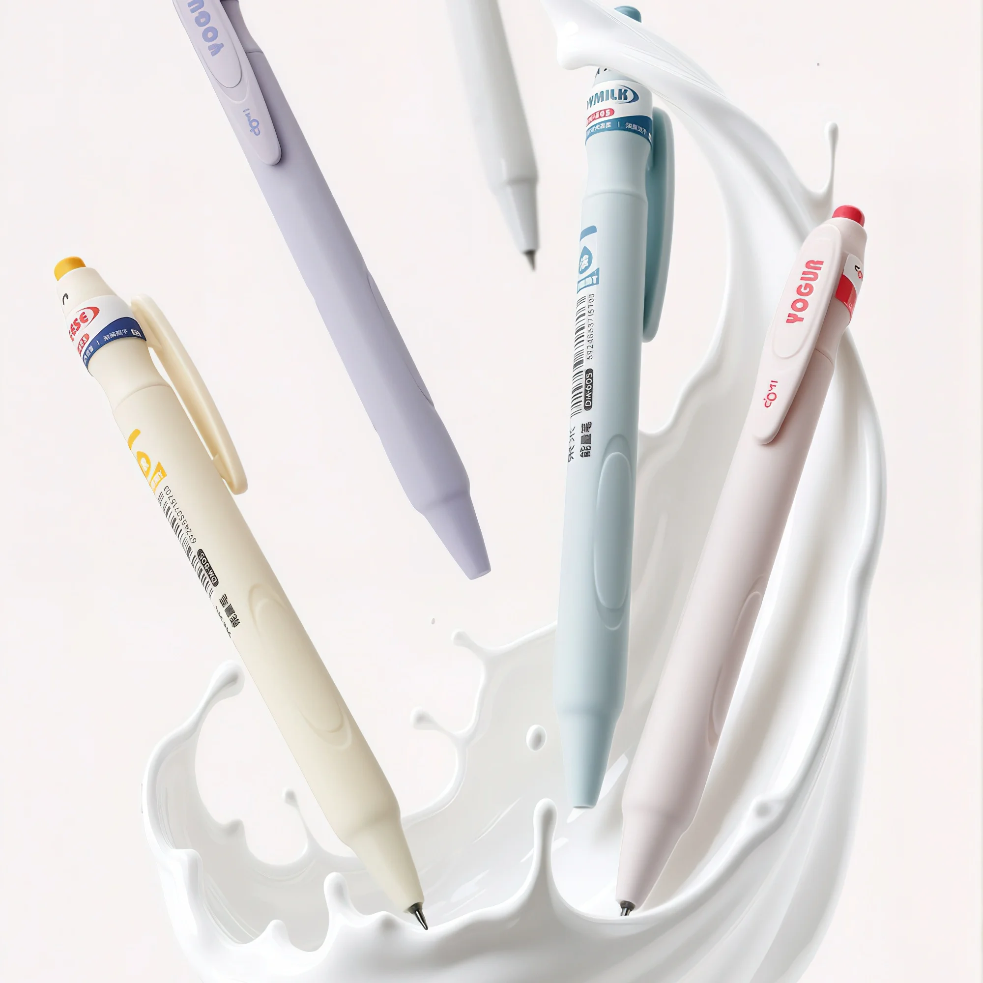 1/4pcs Cute Yogurt Milk Design Gel Pens Large Capacity Quick Dry Smooth Writing Exam Pens 0.5mm Black Ink A7976