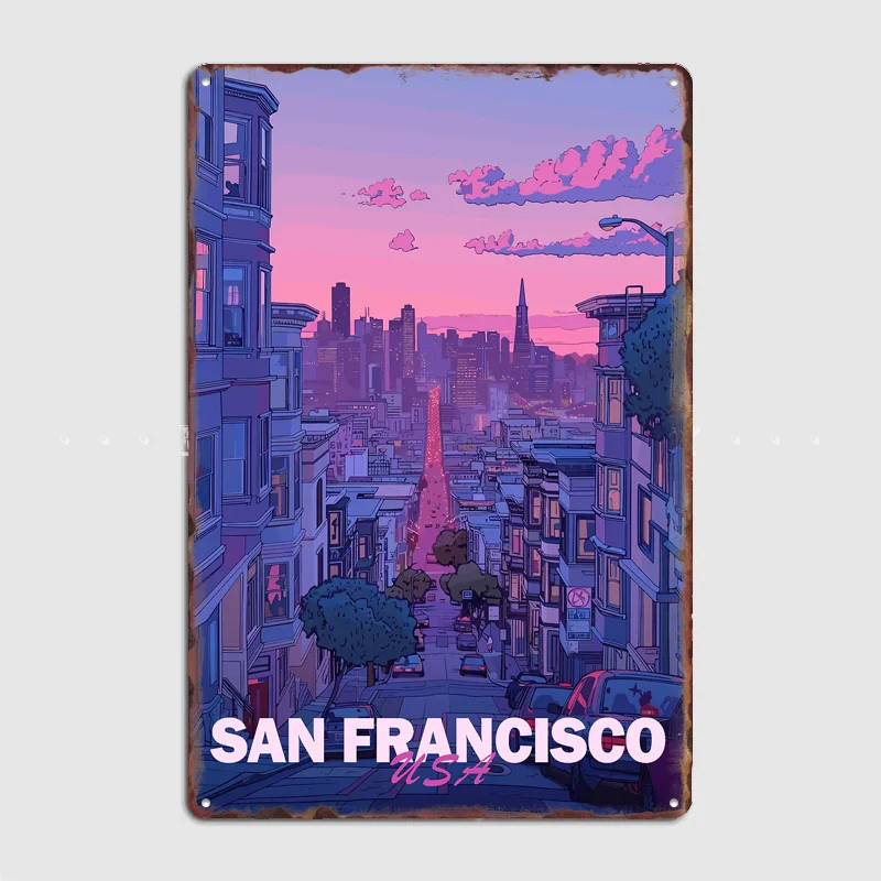 

San Francisco Aesthetic Travel Scenic Spot Retro Poster Metal Sign Club Indoor Room Wall Decor Custom Posters Home Decor