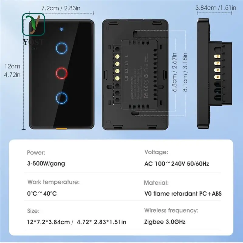 

YOST-Tuya Zigbee Smart Switch Home Magnetic Relay Wall Touch Switch Remote Control Voice Timer Wifi Switch
