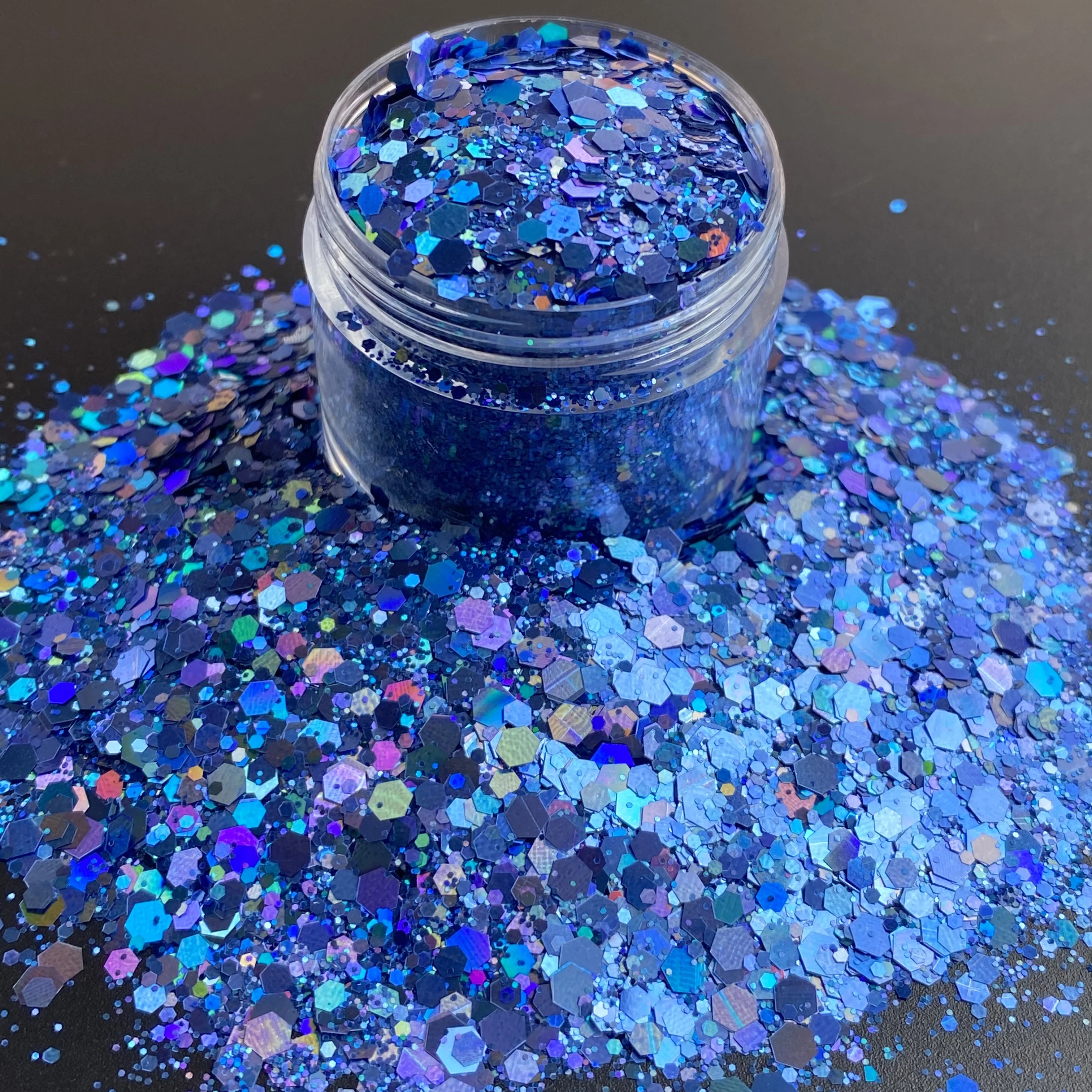 15g/Jar Wholesale Price Nail Glitter Sequins Holographic Chunky Silver Blue Black Resin Glitter Flakes for Crafts