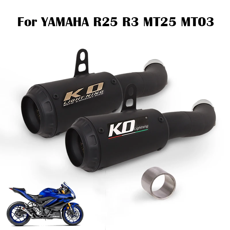 

Motorcycle Exhaust Muffler Tail Pipe Black Stainless Steel Escape Tips Slip-On Reserve Catalyst For YAMAHA R25 R3 MT25 MT03