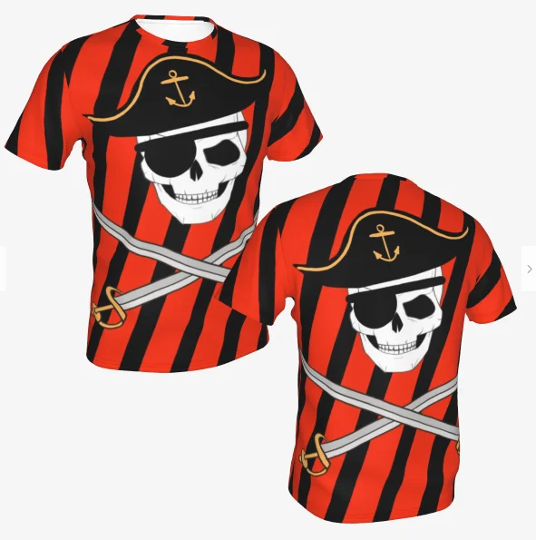 تي شيرت برسومات القراصنة على شكل جمجمة وسيف 2025، "لا تتخطى علي" تي شيرت كلاسيكي باللونين الأحمر والأسود للرجال والنساء، قميص بنمط مغامرة جريئة #3