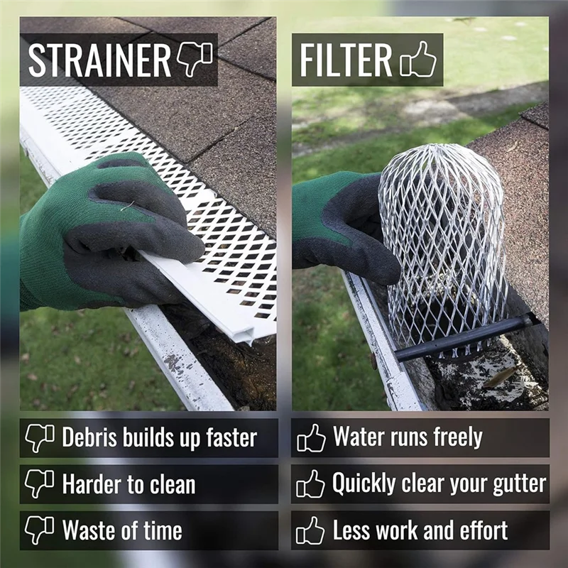 

Фильтр листьев AAAN, сетчатый фильтр для желоба и защита для водосточной трубы диаметром до 4 дюймов, сливная крышка для желоба и защита от дождя для желоба