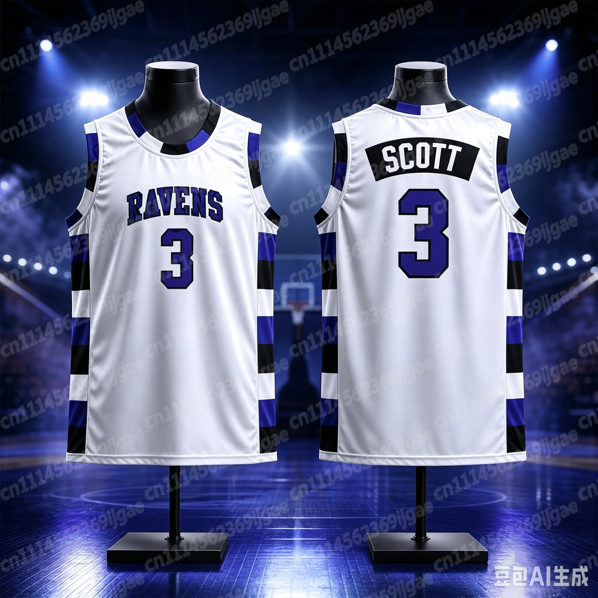 2026 One Tree Hill Ravens Bedruckter Retro-Basketballanzug Atmungsaktives Schnelltrocknendes Sport-Tanktop Film-Inspiriertes Familienoutfit – Detail 7