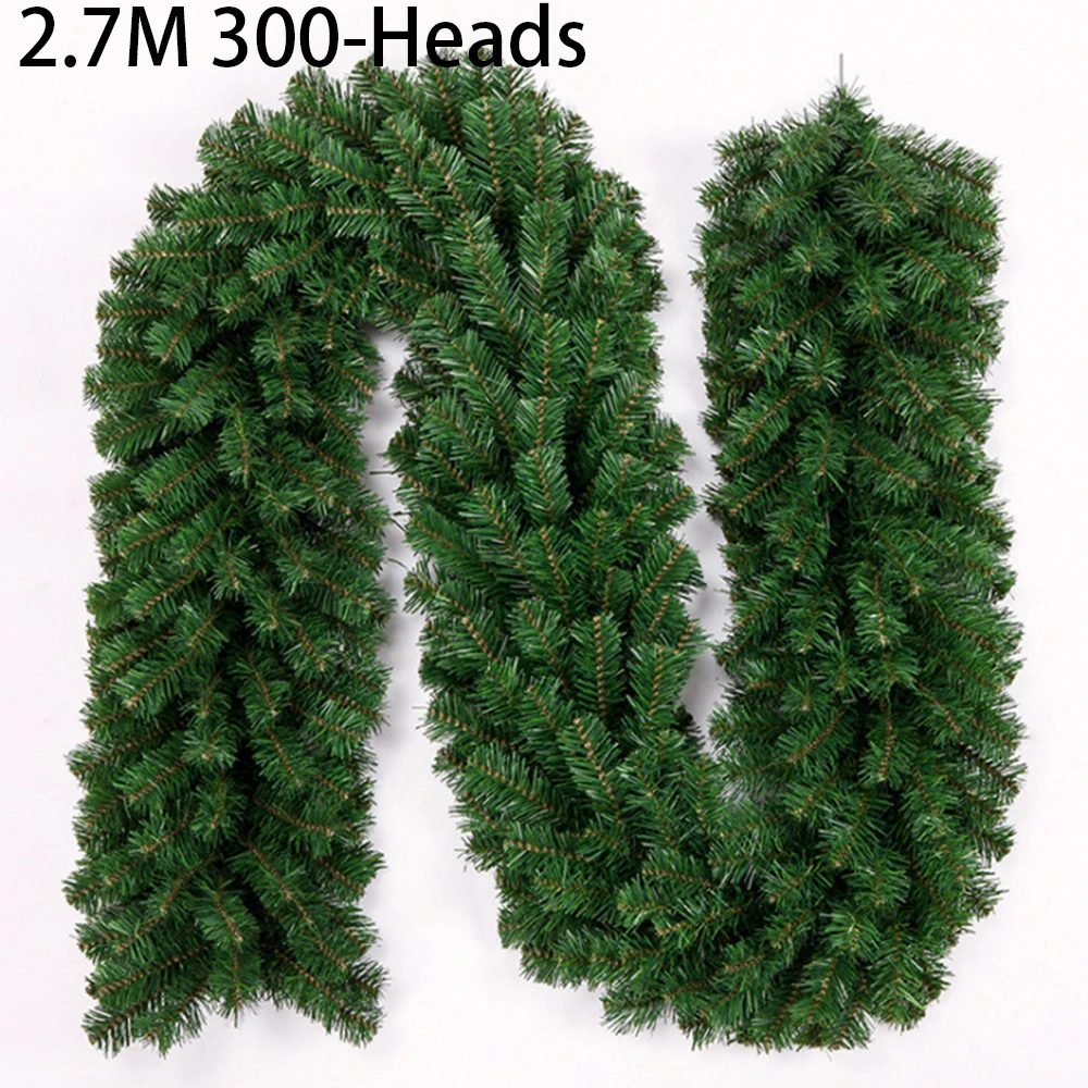 

2.7M Artificial Green Christmas Garland Wreath Christmas Pine Tree Rattan Decor For Stair Fireplace Hanging Decor Navidad Natal