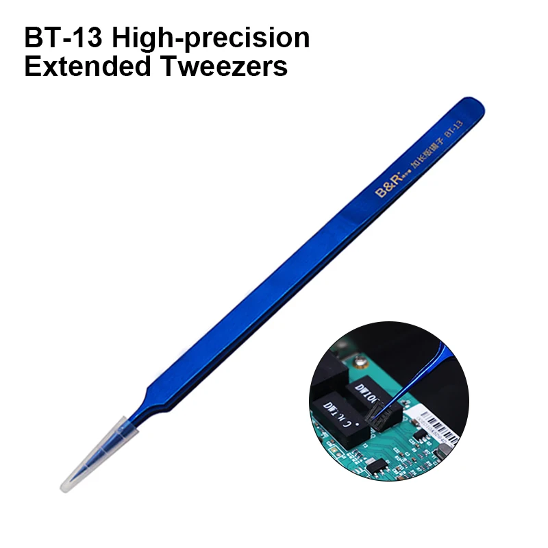 B&R BT-13 High-precision Extended Tweezers High quality Stainless Steel Motherboard Jump Wire Repair Clamping Tweezers