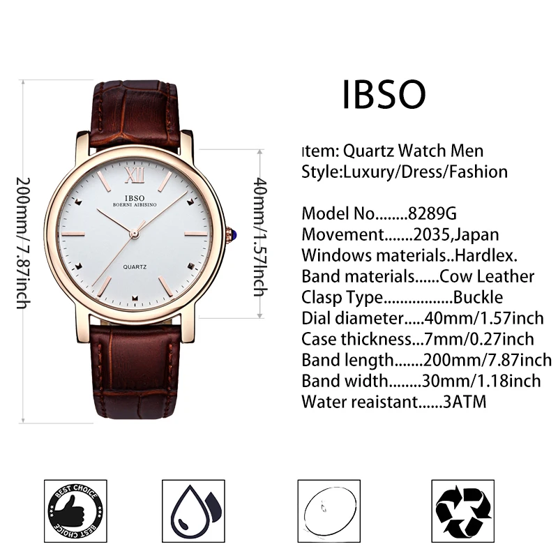 Imagem -06 - Relógio de Mão de Pulso Menino Relógios de Pulso Marca de Luxo Relógios de Ouro Masculinowaterproof Business Ver Homem Grande Dial Brown Leather Dress