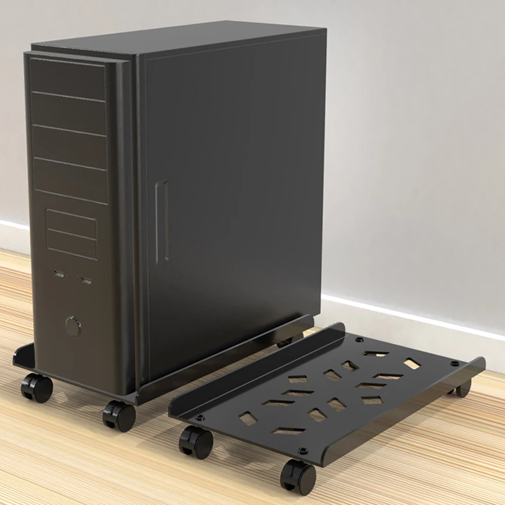 Mobile CPU Stand with Rolling Caster Wheels Steel PC Tower CPU Holder PC Floor Cart PC Riser Fit Most PC Gaming Desk Accessories
