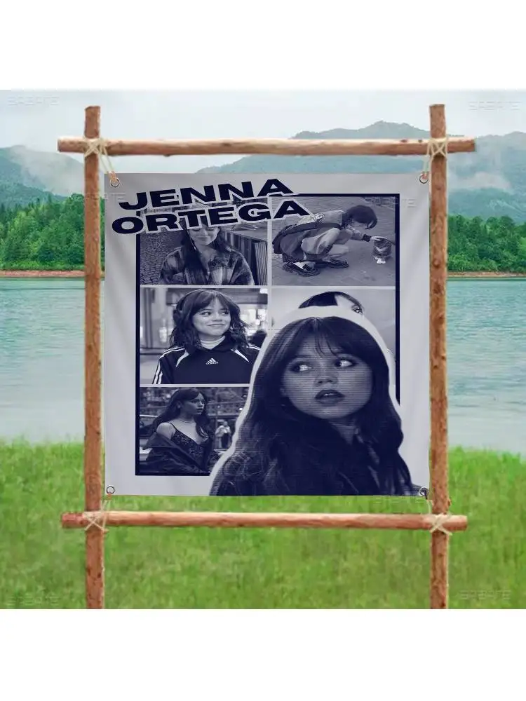 Actor J-Jenna O-Ortega Creative Pattern Hanging Flag Polyester Printed Banner Hand Pulled Flag