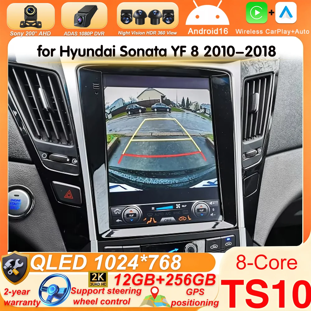 9.7 Android 16 for Hyundai Sonata YF 8 2010-2018 Android auto Screen Car Navigation Stereo Headunit Radio Player 5G WIFI Carplay