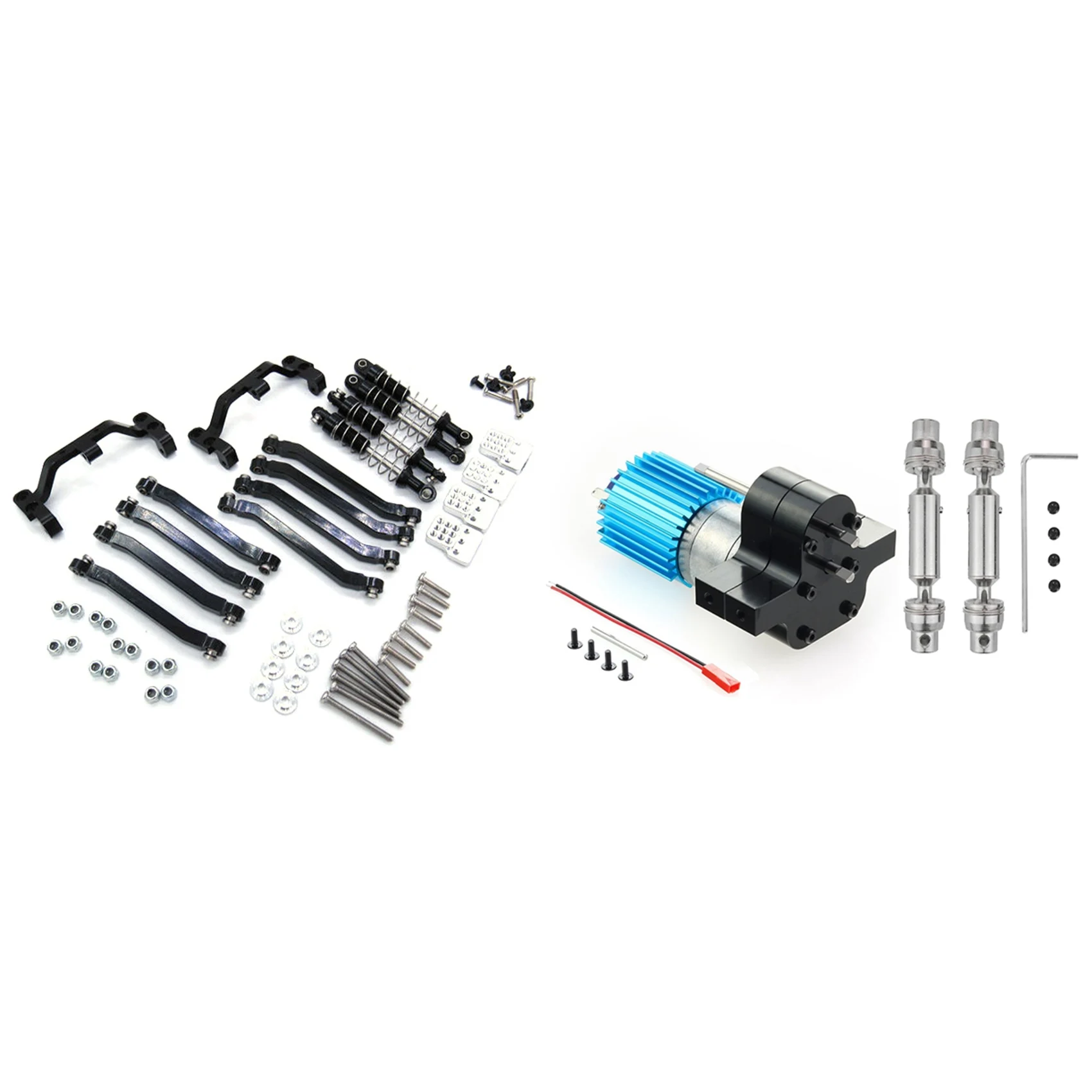 

2 Set RC Car Part: 1 Set Suspension Link Mount Shock Absorber & 1 Set Transmission Gearbox 370 Motor With Drive Shaft-Y46A