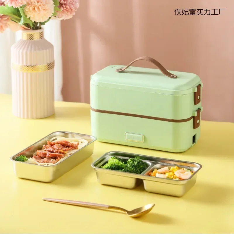 Simple Portable Lunch Box, Self Cooking Double-Layer Plug-In Electric Lunch Box 300W Large Capacity Family Lunch Box Office보온도시락