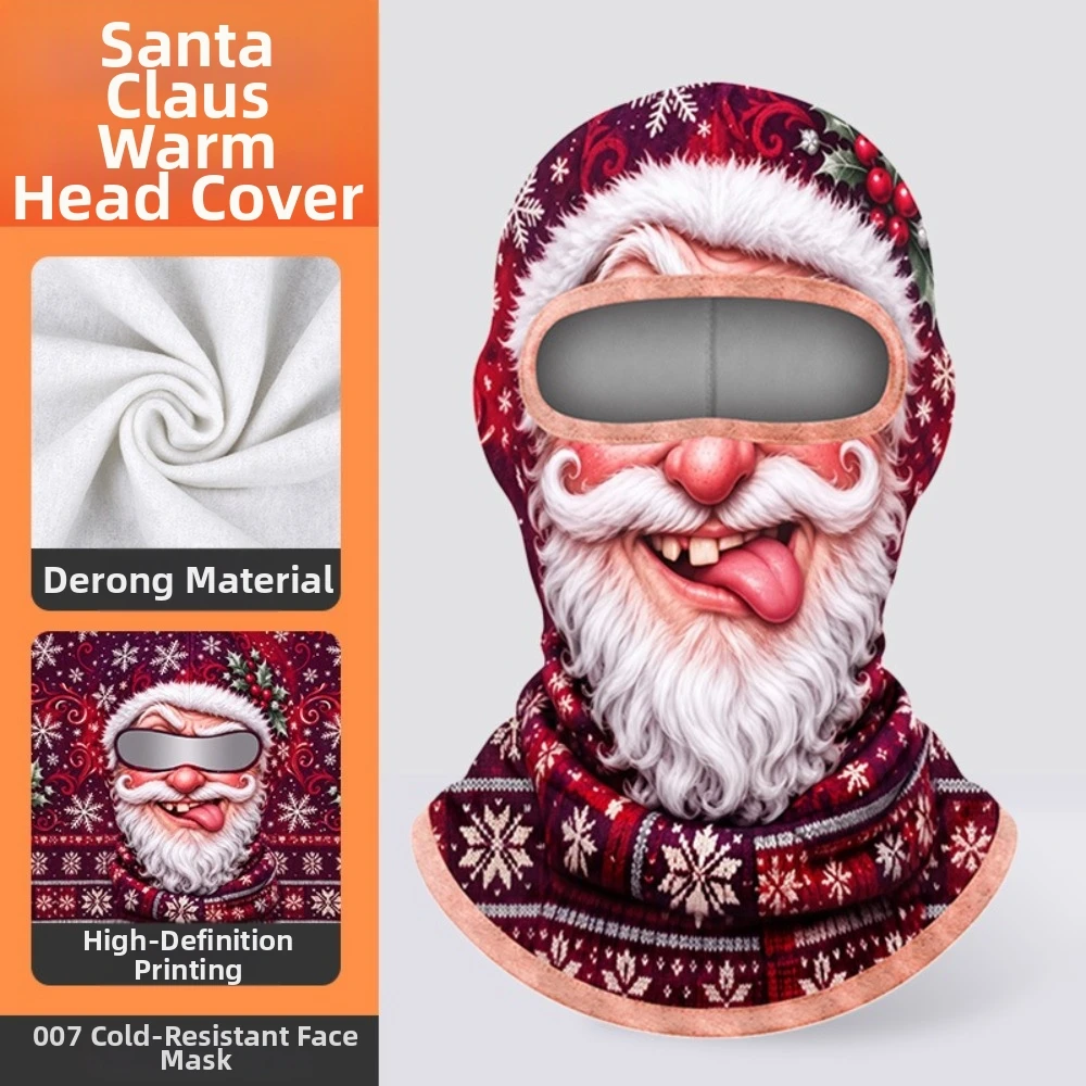 Prank 3D Printed Funny Face Balaclava Santa Claus Thermal Neck Gaiter Warm Windproof Face Cover Skiing
