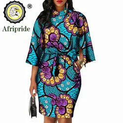 2026 african dresses for women AFRIPRIDE bazin riche ankara print pure cotton private custom wax batik bow o-neck dress S1825092