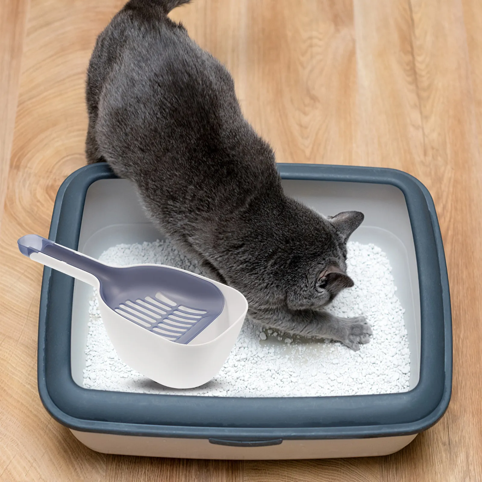 1Set Ergonomic Cat Litter Scoop Shovel with Integrated Waste Container High-Performance Litter Cleaning Tool for Home Pet Owners