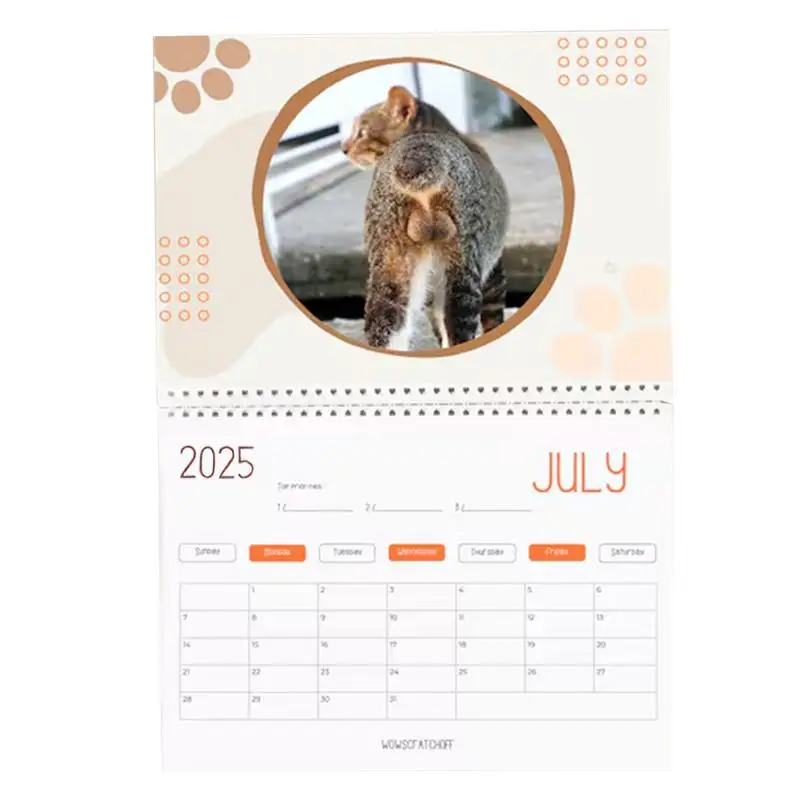 Cat Butthole Calendar 2025, Cat Balls Calendar 25x19.5Cm Funny Cat Butthole Calendar, 12 Month Cat Balls Calendar For Notes