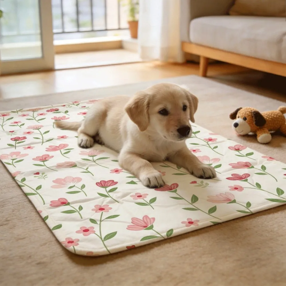 Pretty floral allover soft tones Machine Washable Reusable Mini Pet Pads Compact Size for Toy Breed Dogs Kittens