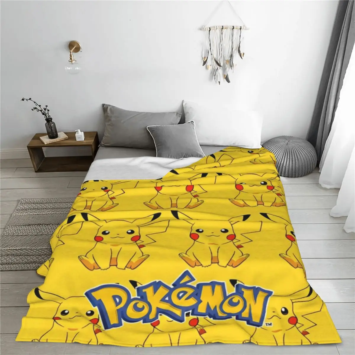 Pokemon Pikachu Anime Flannel Blankets Cute Cartoon Game Throw Blankets for Home Bedspread Lightweight Thin