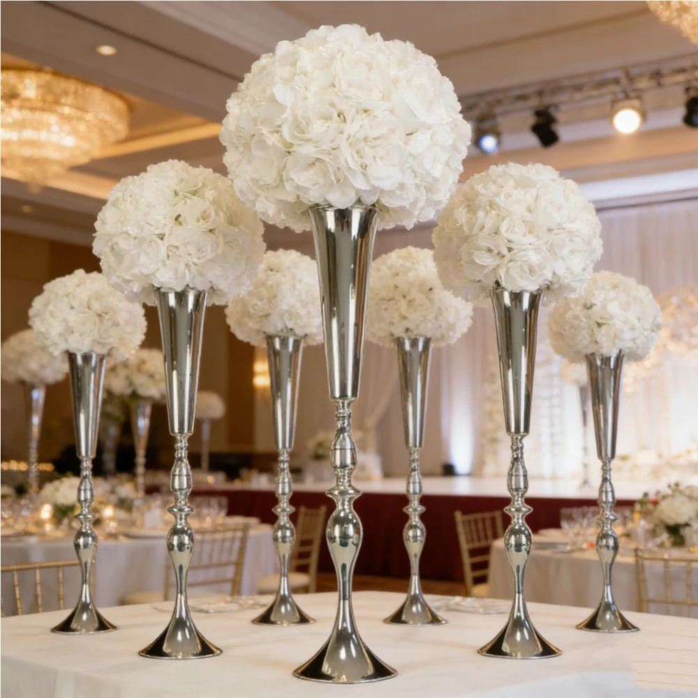 

12ps 60-120cm Silver Diamond Candlestick Wedding Centerpieces Metal Hanging metal Gold Silver Candle Holder