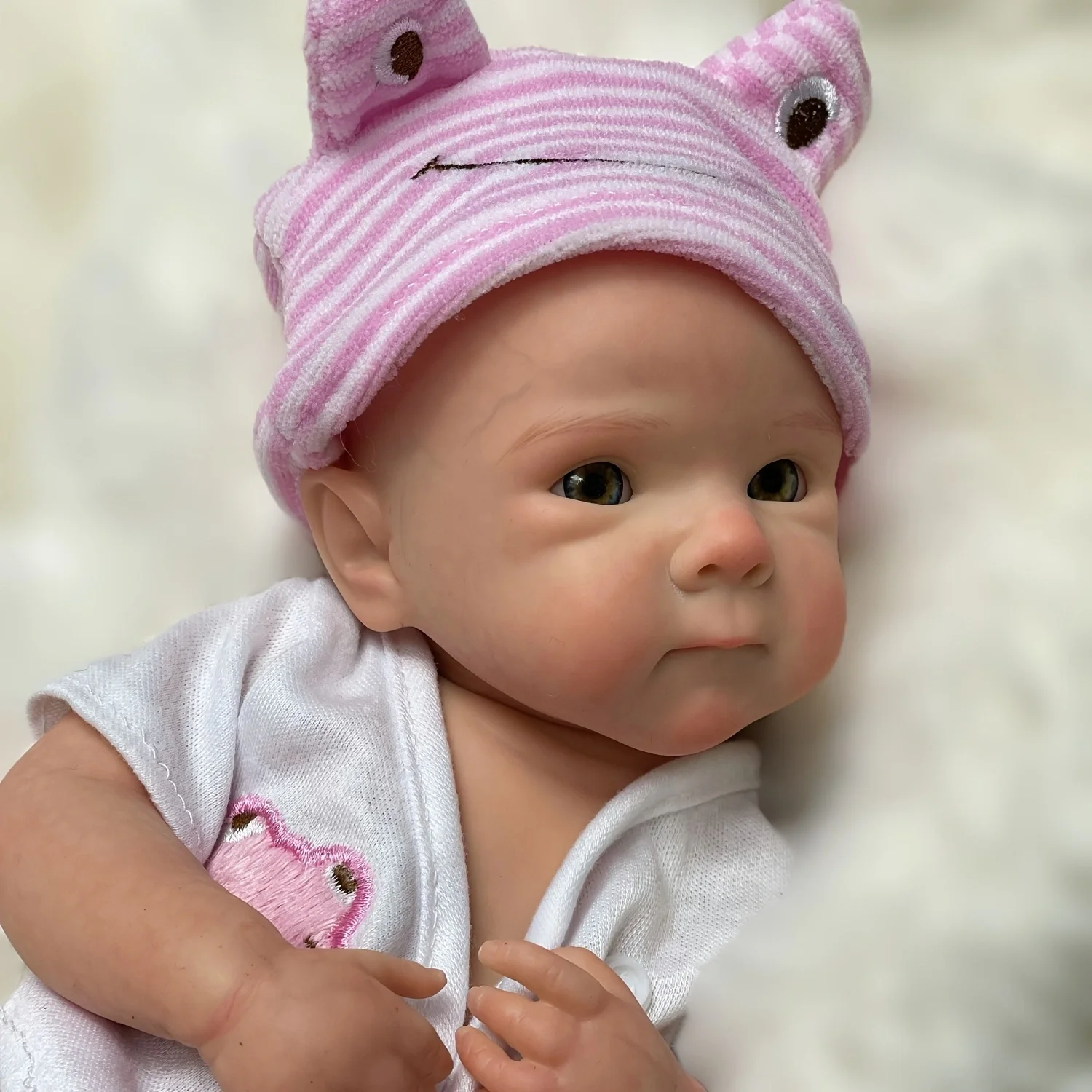 Can Open Mouth 13Inch Bettie Silicone Reborn Girl Doll With Painted Bald Handmade Waterproof Bebe Reborn Doll For Children's Toy