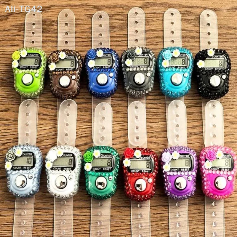 pogyrt Mini Digital Finger Tally LCD Counter Reset With Flowers For Prayer Knitting Sport Counting