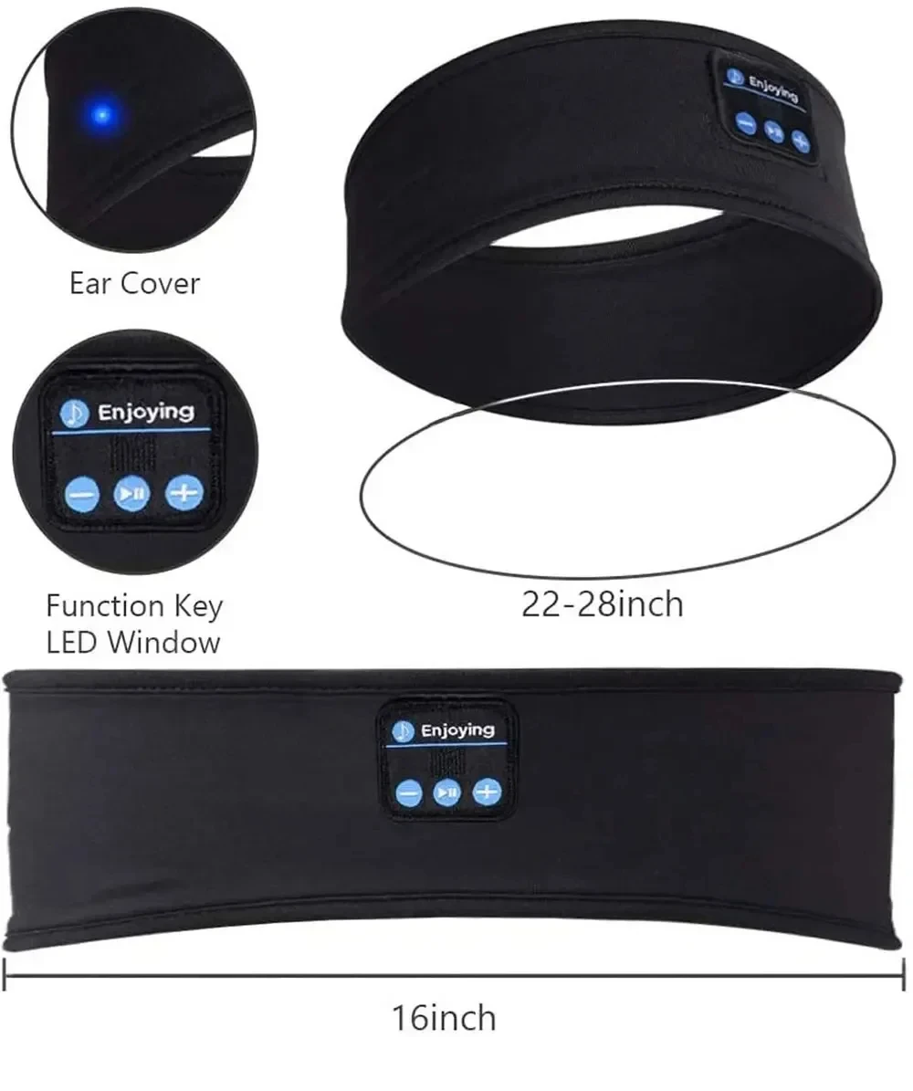 HUAWEISHI Bluetooth 5.4 Earphones Sports Sleeping Headband Elastic Wireless Headphones Music Eye Mask Wireless Headset Headband