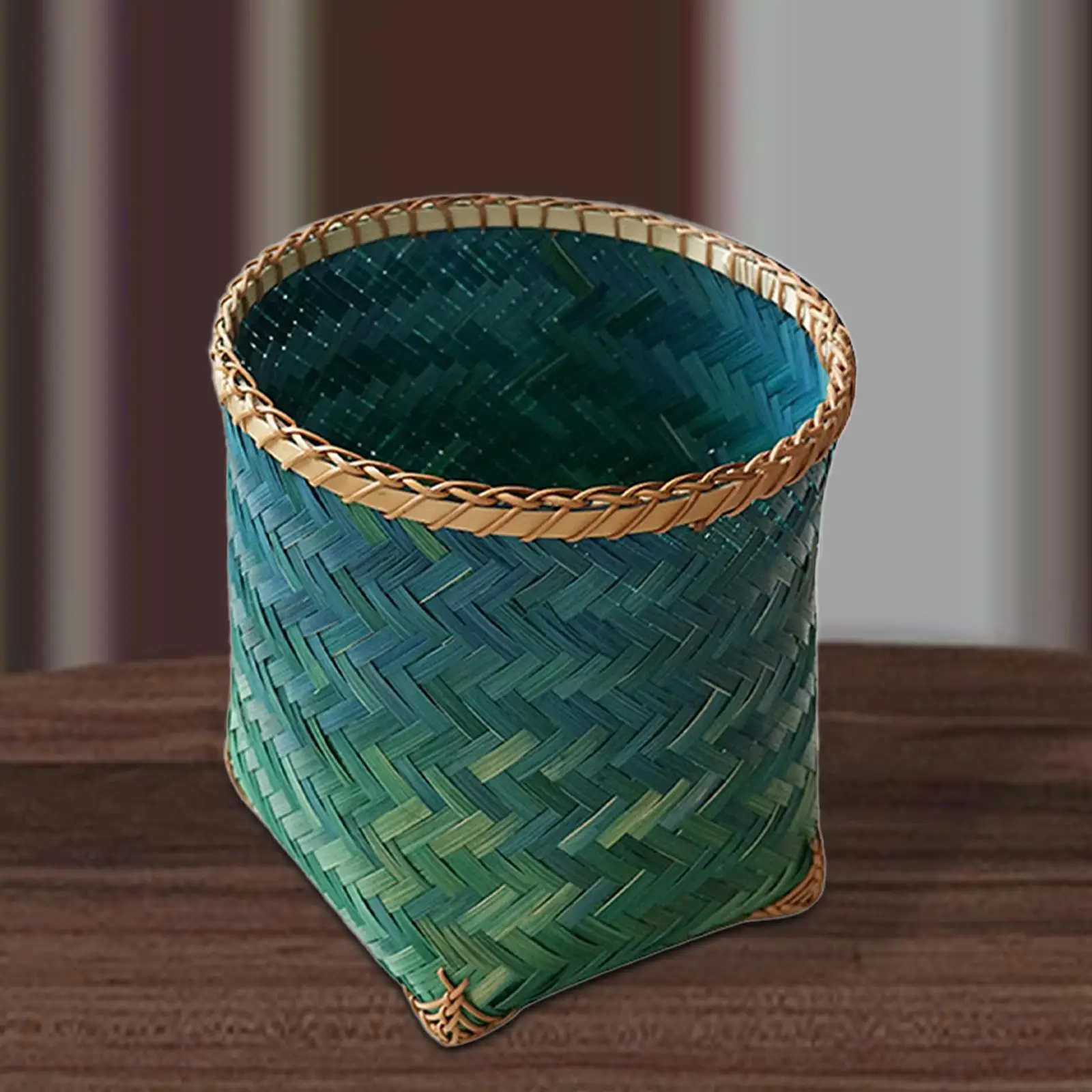 Laundry Basket Rattan Woven Organizer Elegant Blue Gradient Hamper Storage Basket for Home Bedroom Bathroom