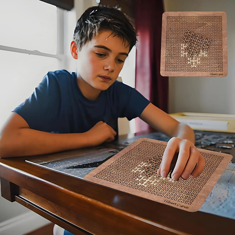 

Fractal Tray Puzzles,Mind Bending Wooden Jigsaw Puzzle,Unique Irregular Creative Labyrinth Impossible Difficult