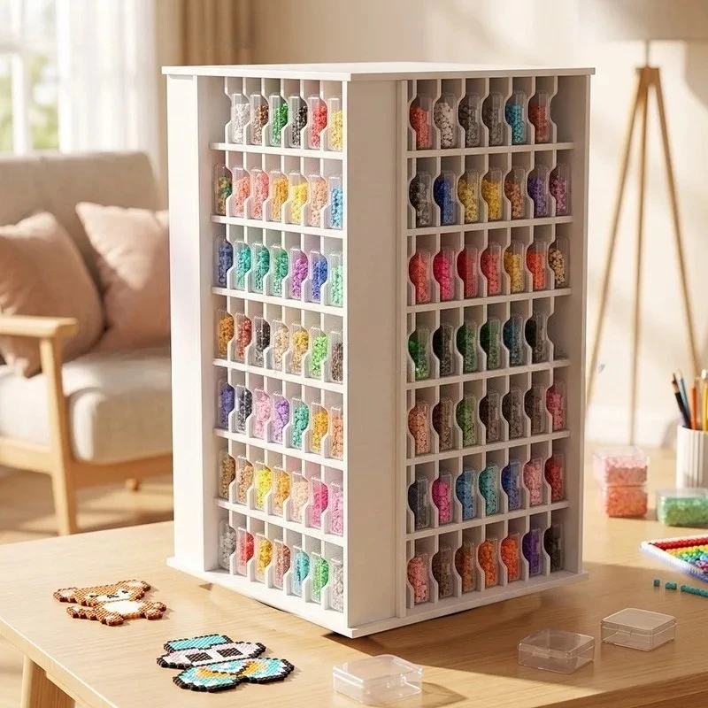 Rotary Bean Storage Rack 224 Grid Desktop Manual Organizer Bead Sorting Finishing Storage Holder
