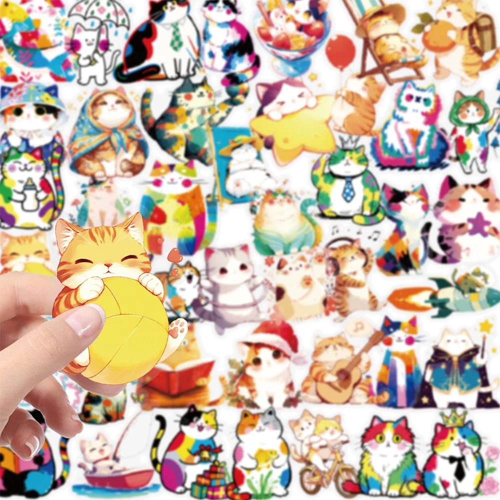 10/30/56pcs Trasparente Colorato Simpatico Gatto Animale Adesivi Giocattoli Del Fumetto Decalcomanie FAI DA TE Cancelleria Del Telefono Del Computer Portatile Divertente adesivo per il Regalo