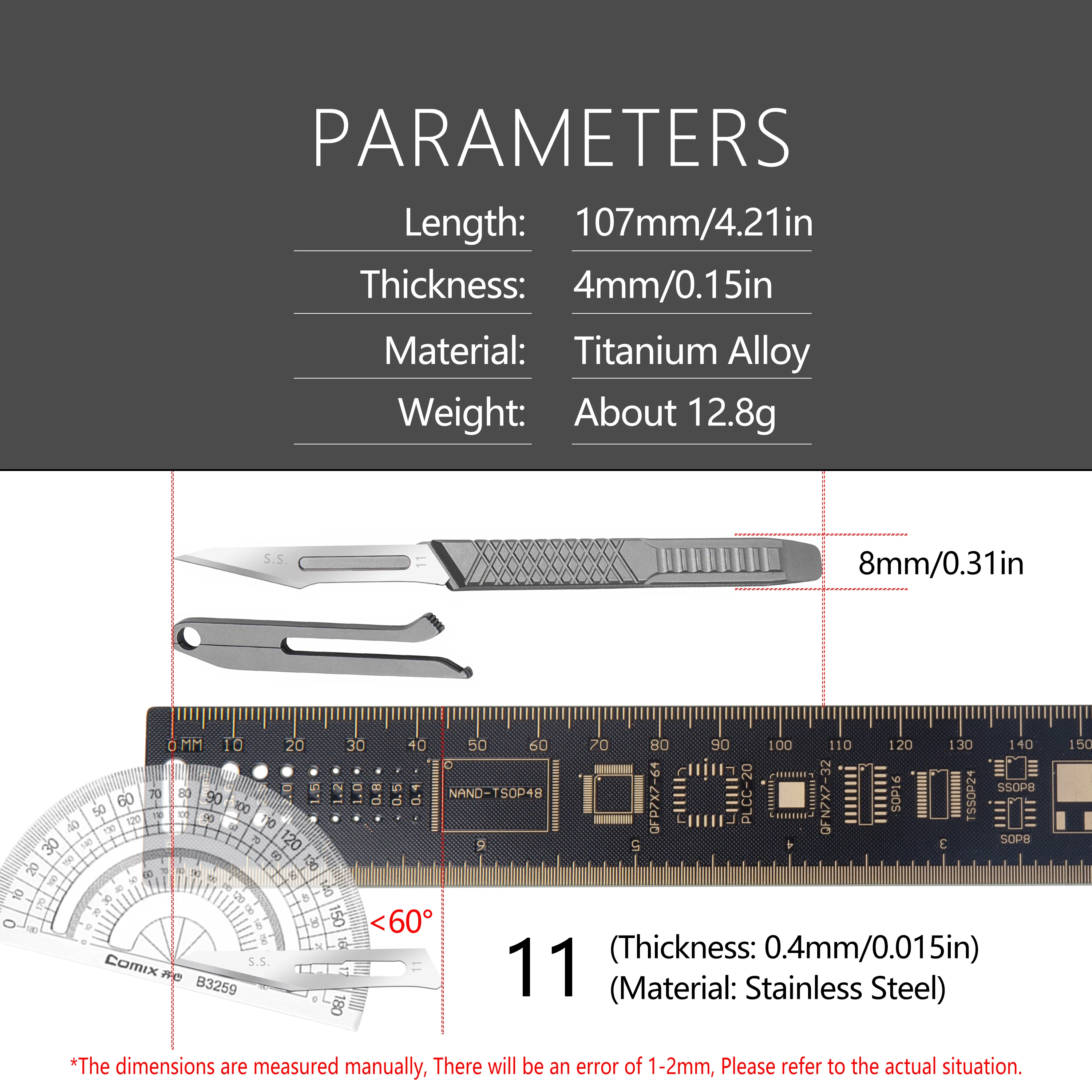 ﻿ Titanium Alloy Sharp Surgical Knife Carving Art Tools Stainless Steel No.11 Blade Multifunctional Tool With Storage Packaging