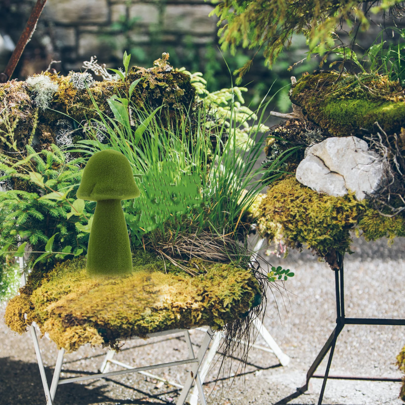 

Flocked Garden Decor Yard Landscape Craft Foams Mushroom Decor Flocking Mushroom Ornament Statue Showcase Decoration