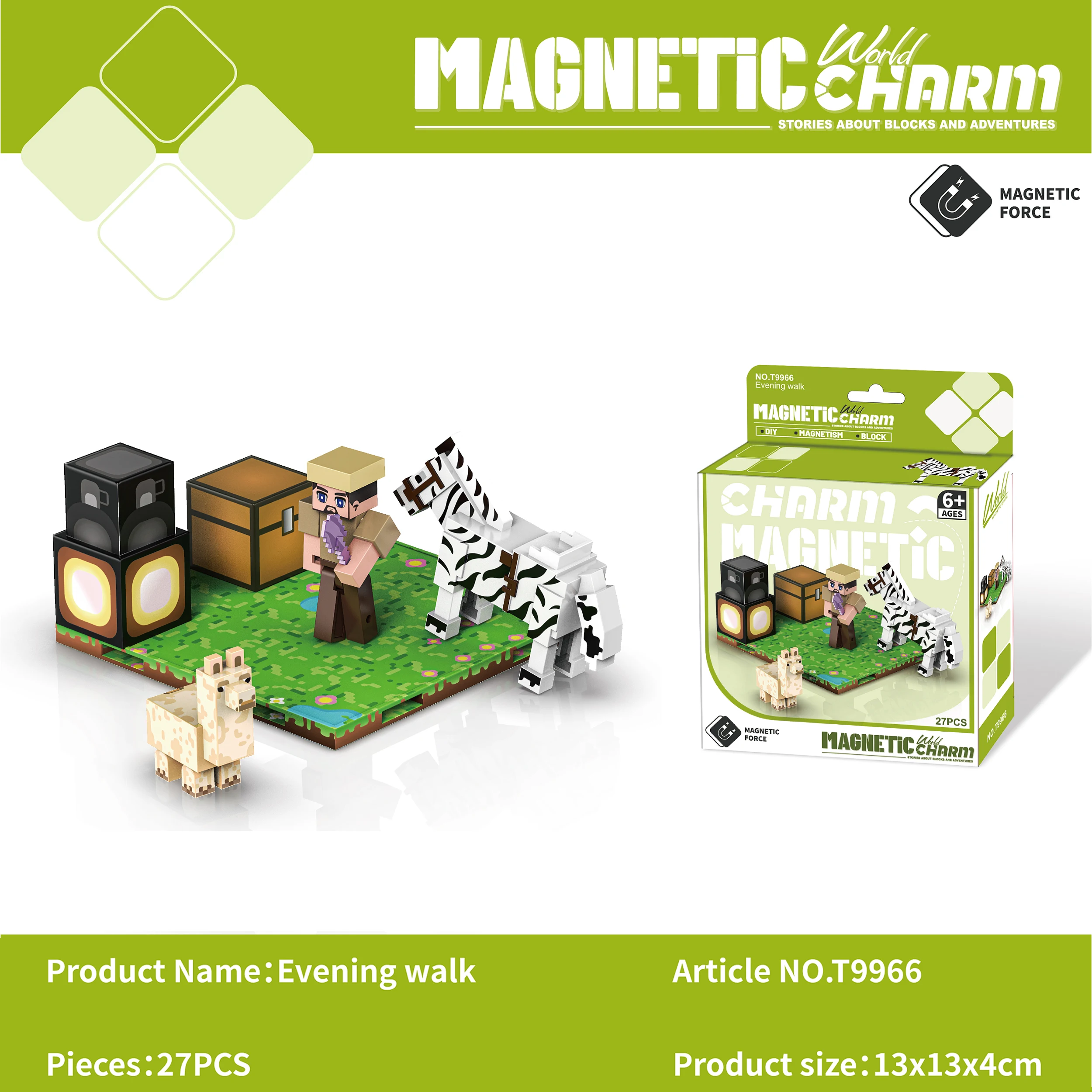 Set di costruzioni magnetiche Giocattolo educativo di blocchi di costruzione fai-da-te con base magnetica Gioco di costruzione di dimensioni da tavolo Regalo di Natale