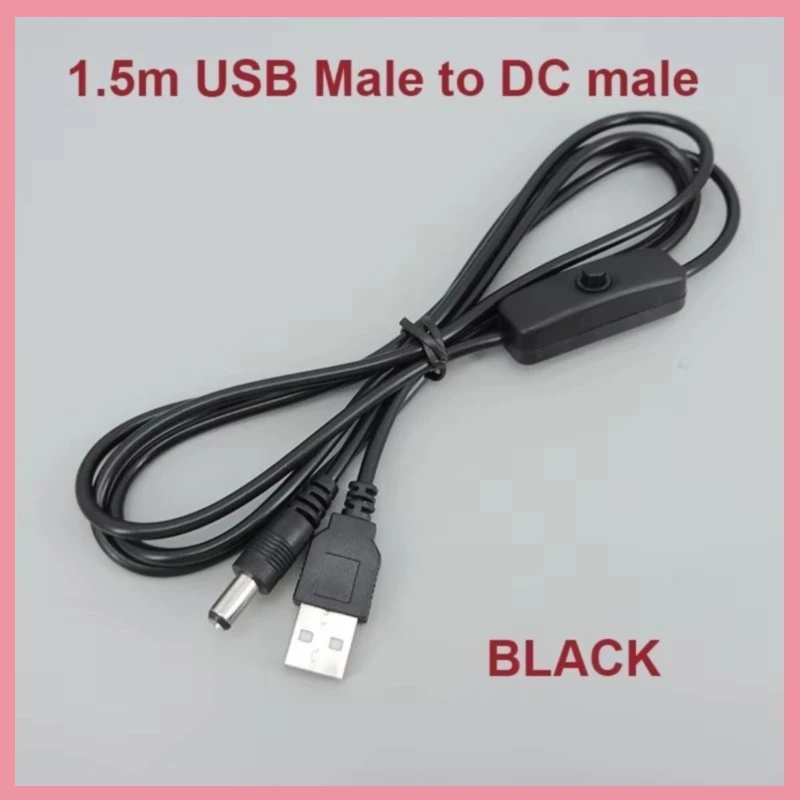 1.5m DC 5.5*2.1mm With 501 Switch Power Cord Usb To Dc Monitoring Led Light Cat Router Charging Cable B6