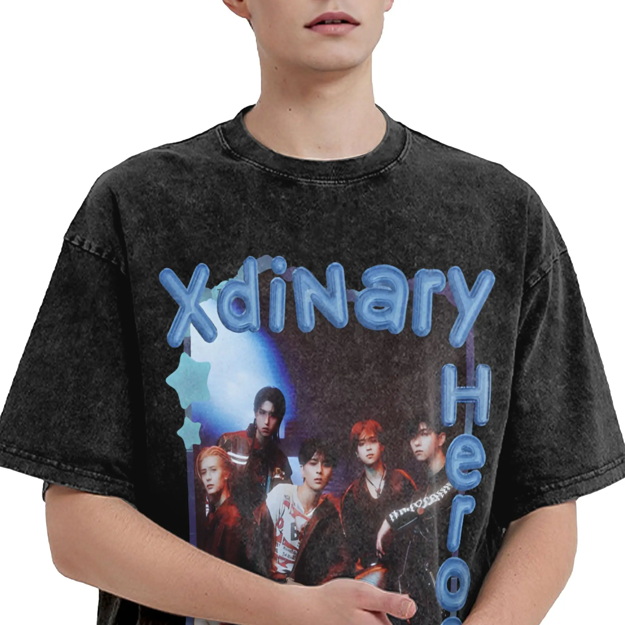 Summer Xdinary Heroes boy group Washed Shirts Outfit Oversize T-Shirts  Men Women Tees