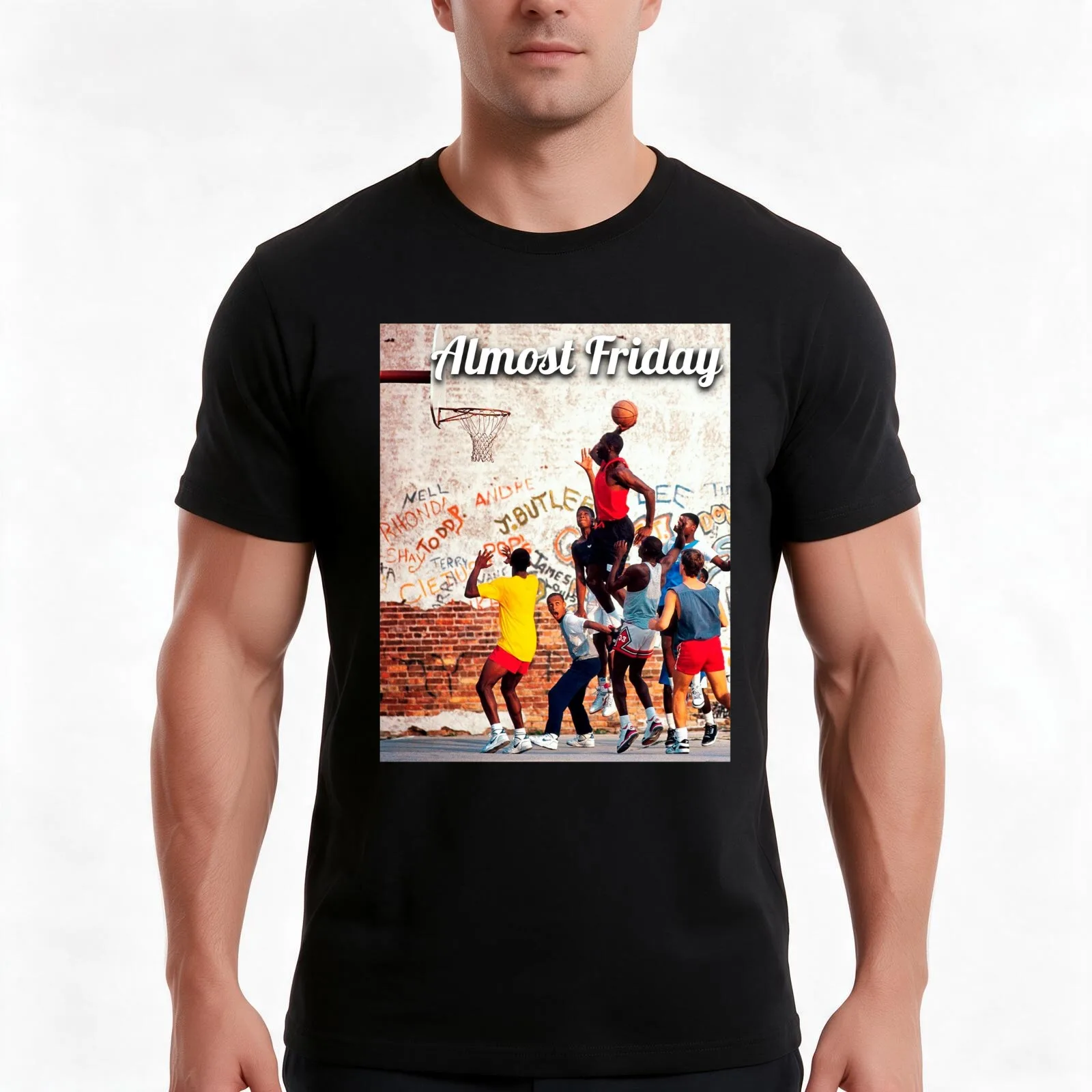 Almost Friday T-Shirt Summer Casual Cotton Tee Oversized Streetwear Tops Vintage Graphic Print Loose Fit Short Sleeve