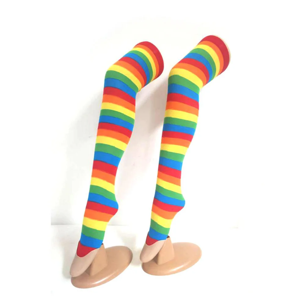 4 pezzi di calze colorate al ginocchio calze lunghe a righe a pois per le donne calzini alti alla coscia moda senza antiscivolo traspiranti