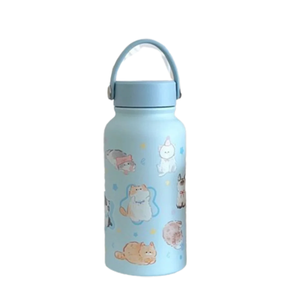 

Portable 900ml Insulated Water Bottle With Straw Leak-proof Portable Insulation Cup Cold Drink with Straw Thermal Cup Kid