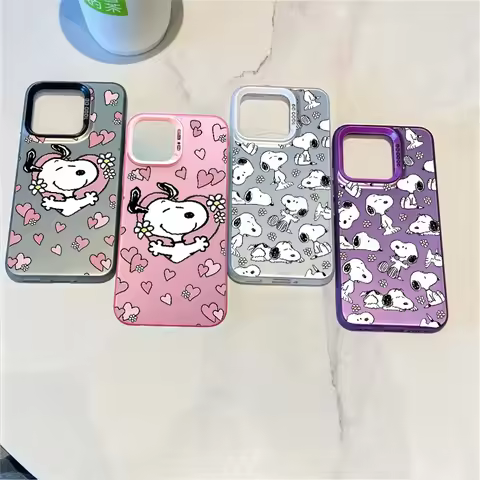 Cute Snoopy Laser IMD Case For Samsung Galaxy S22 S21 S20 FE Plus Note 20 Ultra A52 A72 A32 A53 A33 A73 A23 A50 A30 A51 A31 A71