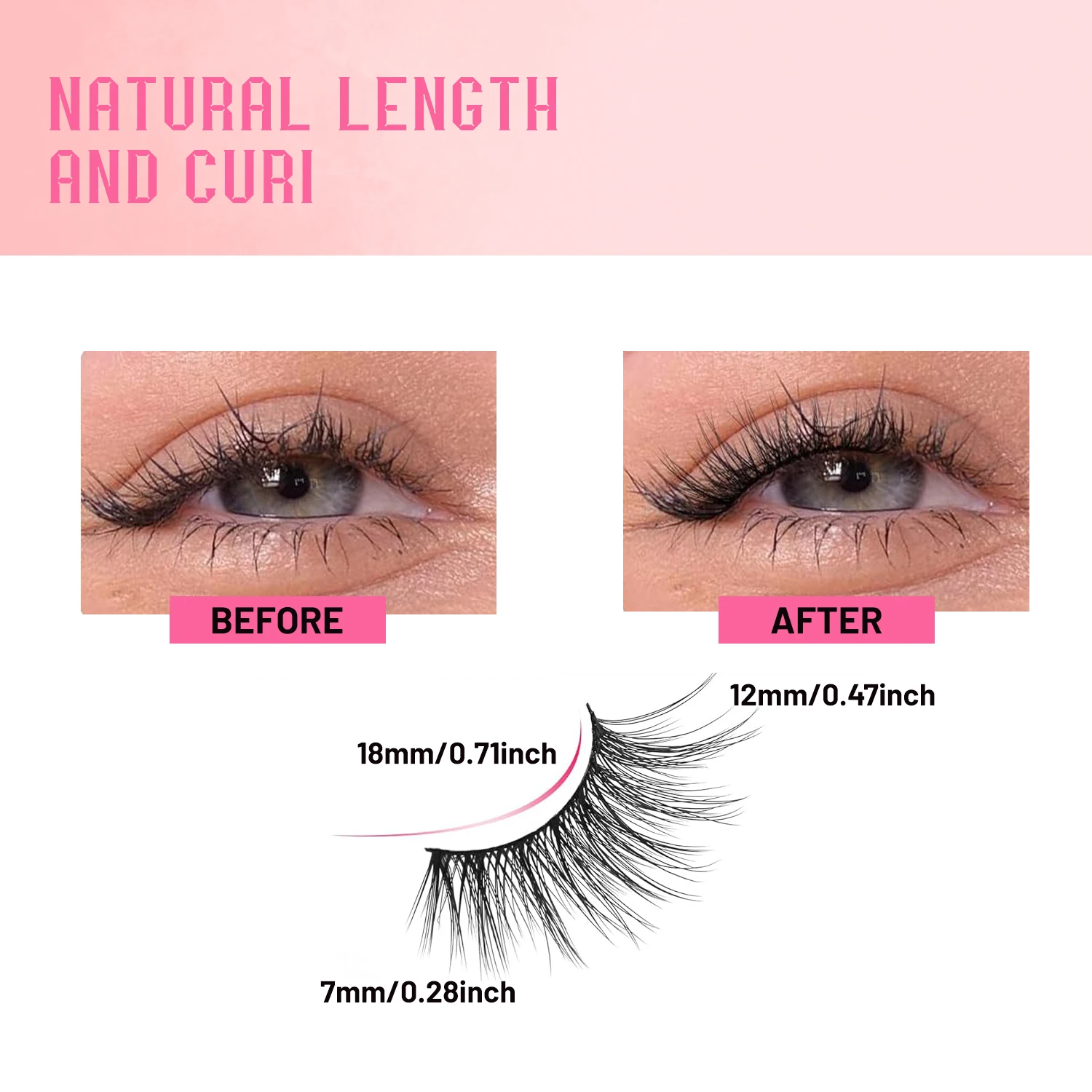ขนตาครึ่ง,ลักษณะธรรมชาติ,ขนตาปลอม Wispy ขนตาแมว 3D Curly นุ่ม 18 มม.Fluffy Mink Eyelashes 10 คู่