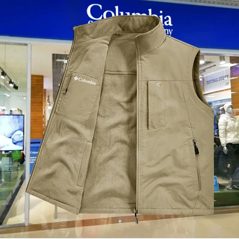 Thiened Fce Lined Fiing Jaet Men's Autumn Winter Double-sided Wear Warm Casual Multi-functional Workwear Vest