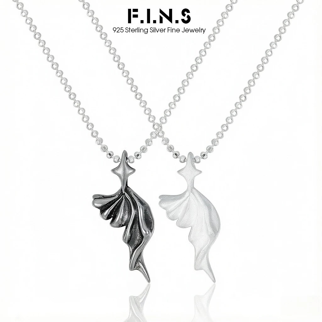F.I.N.S Original Star S925 Sterling Silver Necklace for Women Luxurious Vintage Style Matt Irregular Fishtail Pendants Jewelry