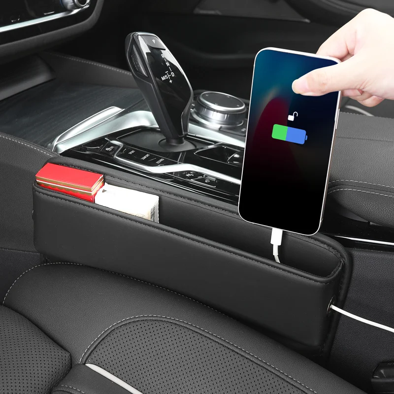 Universal Car Seat Gap Organizer PU Leather Auto Console Side Pocket Seat Crevice Storage Box Interior Accessory For BMW G30 F30