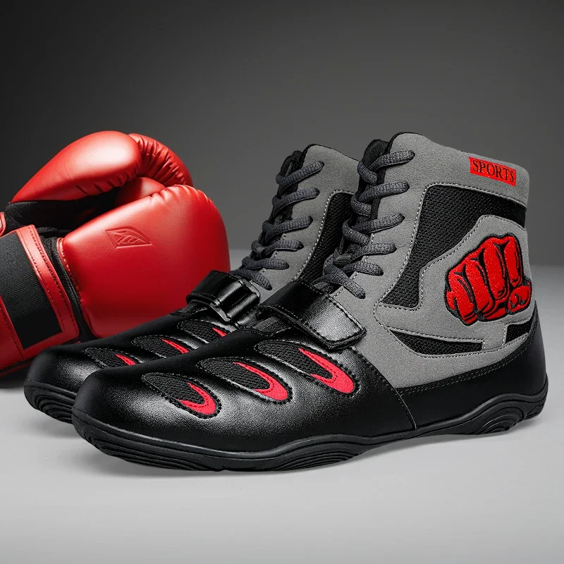 

Men's Large Wrestling Shoes Mesh Breathable Boxing Anti slip Wear Resistant Sneakers Fashionable Casual High Top Footwear