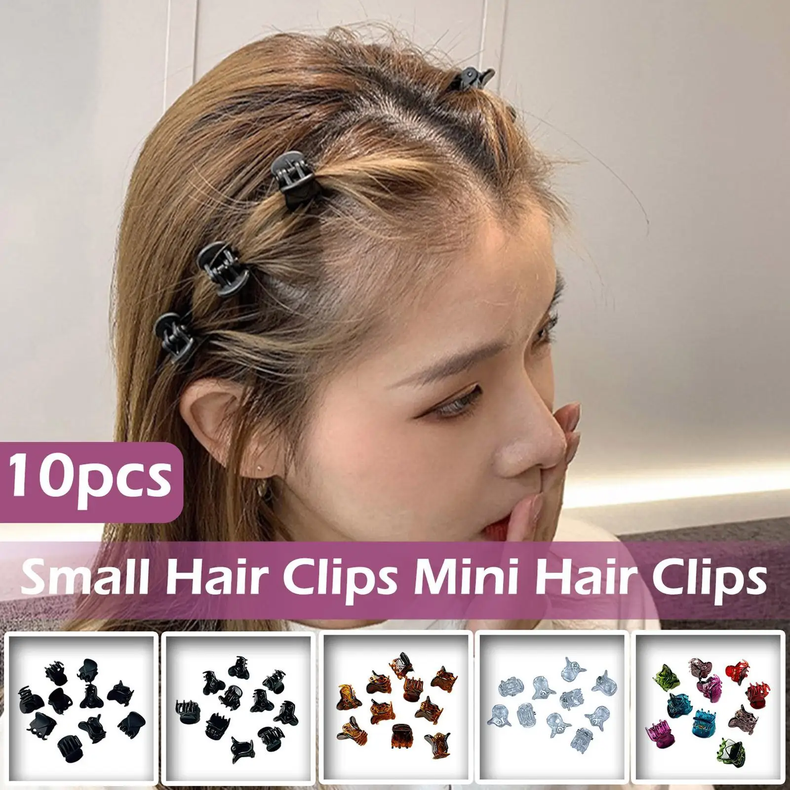 Korean 1.5cm 10pcs Black Kid Women Small Mini Hair Clips Cute Claw Clip Headdress Fashion Flashing Crystal Stone Woven Hairpin