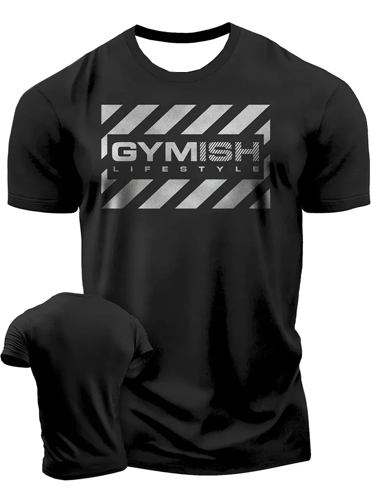 

Sports Men T Shirt Fitness Printed T Shirts Casual Fashion Tops 2025 Summer Quickly Dry Breathable Trendy Brand Exercise Tees