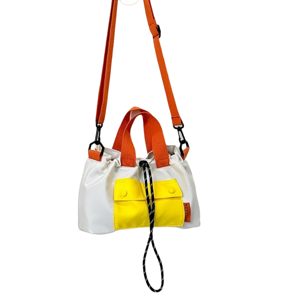 

Тканевая нейлоновая сумка через плечо контрастного цвета, большая вместительная сумка на плечо с магнитной кнопкой, легкая мужская сумка-ведро на шнурке