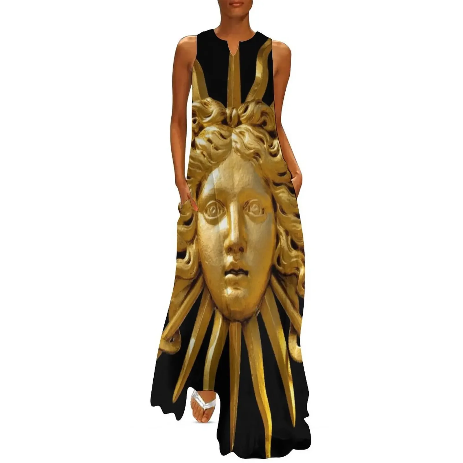 

Symbol of Louis XIV the Sun King - Black Background Long Dress elegant women's dresses sale Long dresses beach dresses Dress
