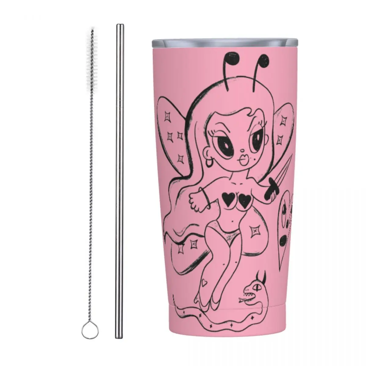 Fairy Karol G Album 2023 Tumbler Vacuum Insulated Bichota Season Coffee Cups with Lid Straw Office Home Mugs Hot Cold Drink 20oz